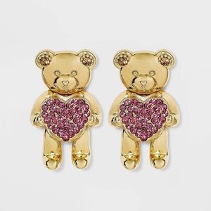 NWT SUGARFIX by BAUBLEBAR Crystal & Gold Teddy Bear Earrings